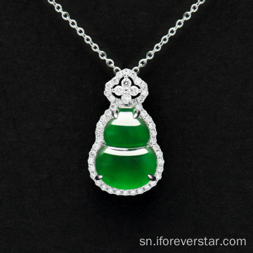 White Gold Gourd Emerald Pendant